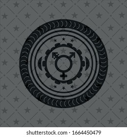 Transgender-Symbol im Retro-Stil, schwarzes Emblem