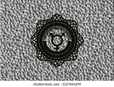 transgender icon inside retro style black emblem with grey bubbles background. Vector Illustration. Detailed. 