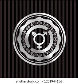 transgender icon inside silver badge or emblem