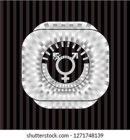 transgender icon inside silver badge or emblem