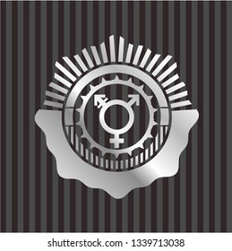 transgender icon inside silver badge or emblem