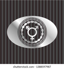 transgender icon inside silver badge