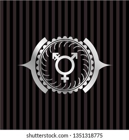 transgender icon inside silver emblem or badge