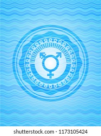 transgender icon inside sky blue water badge.