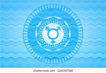 transgender icon inside water representation emblem.