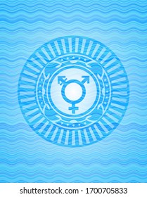 transgender icon inside water representation style emblem.