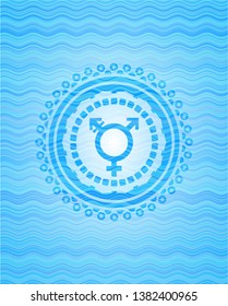 transgender icon inside water wave badge.