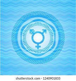 transgender icon inside water wavec oncept emblem.