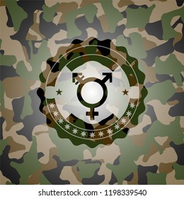 transgender icon on camo pattern