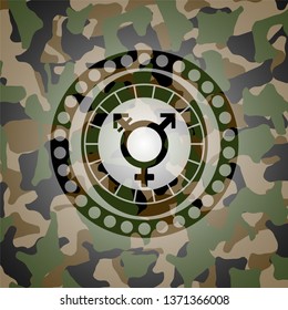 transgender icon on camo pattern