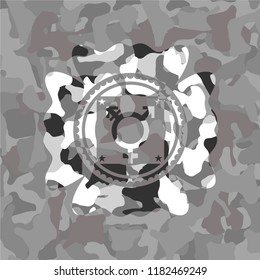 transgender icon on grey camo pattern