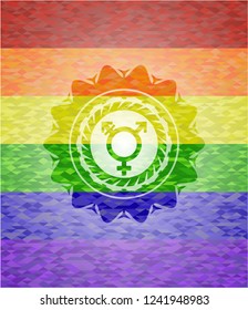 transgender icon on mosaic background with the colors of the LGBT flag