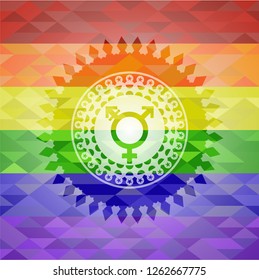 transgender icon on mosaic background with the colors of the LGBT flag