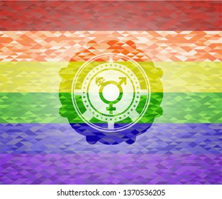 transgender icon on mosaic background with the colors of the LGBT flag
