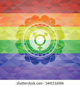 transgender icon on mosaic background with the colors of the LGBT flag