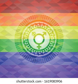 transgender icon on mosaic background with the colors of the LGBT flag