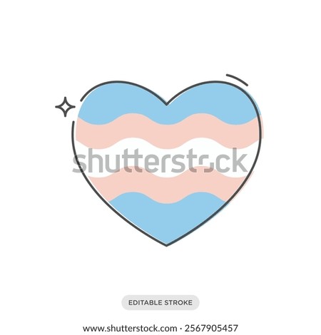 Transgender icon. Pride love rainbow flags. Heart shaped sticker. LGBT symbol sign.