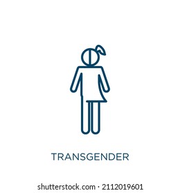 transgender icon. Thin linear transgender outline icon isolated on white background. Line vector transgender sign, symbol for web and mobile