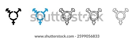 Transgender icons vector illustrations in black and blue colors for web and ui designs