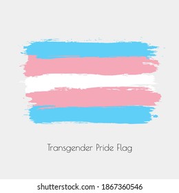 Transgender lgbt vector watercolor flag. Hand drawn ink dry brush stains, strokes, stripes, horizontal lines isolated on white background. Painted colorful symbol of non-binary, pride, rights equality