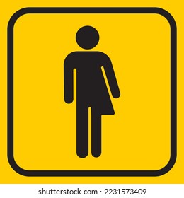 Transgender line icon on yellow background. Unisex washroom symbol. Gender neutral restroom sign.Vector graphics