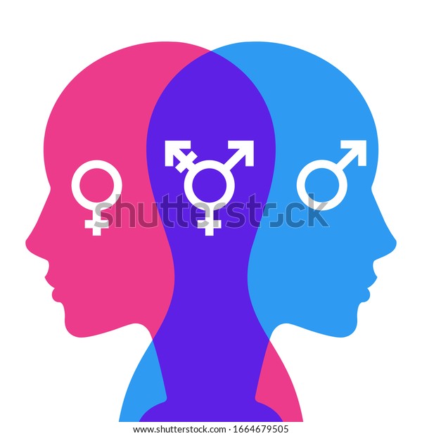transgender man. choosing your gender\
yourself. psychological disorder. flat vector\
illustration