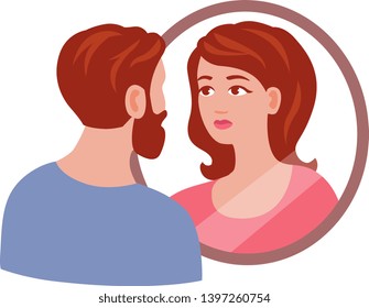 transgender man looks in the mirror and sees a woman