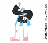 Transgender mtf or ftm person with trans symbols and colors. Genderqueer and crossdressers rights concept. LGBTQ+ equality vector flat isolated illustration. Social transition.