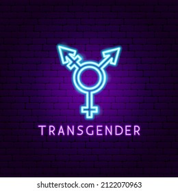 Transgender Neon Label. Vektorgrafik der Genderförderung.