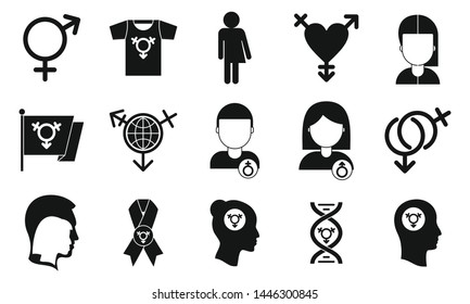Transgender people icons set. Simple set of transgender people vector icons for web design on white background