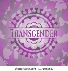 Transgender pink on camouflage pattern. Vector Illustration. Detailed. 
