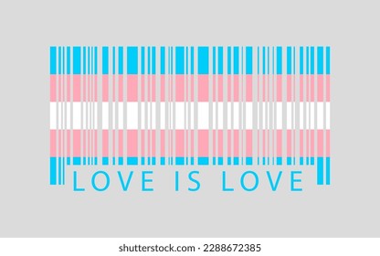 El código de barras del orgullo transgénero muestra obras de arte creativas y coloridas. El amor es amor