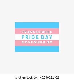 Transgender pride day flag with white background