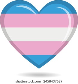 Transgender pride flag in heart shape vector illustration