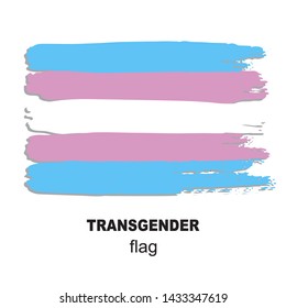 Transgender pride flag isolated on white background. Gay pride symbol. Design element for banner, poster or leaflet. Grunge style.