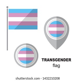 Transgender pride flag and map pointer. Design element for banner, poster or leaflet. Flat design.