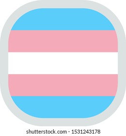 Transgender pride flag, rounded square shape icon on white background, vector illustration