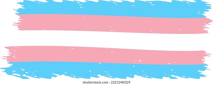 Transgender pride flag vector illustration isolated on transparent background. Brush stroke shape. Flat style element