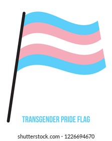 Transgender Pride Flag Waving Vector Illustration Designed with Correct Color Scheme. Symbol of Transgender Pride and Diversity and Transgender Rights.