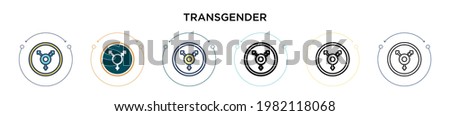 Transgender symbol icon in filled, thin line, outline and stroke style. Vector illustration of two colored and black transgender symbol vector icons designs can be used for mobile, ui, web