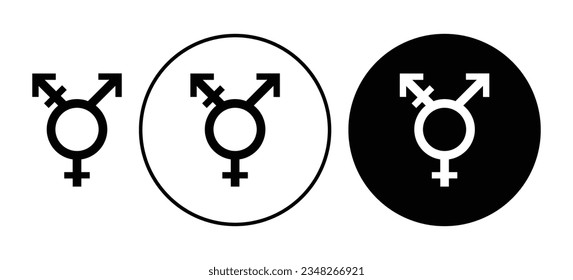 transgender symbol icon set. gender symbol in black color.