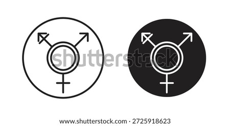 Transgender symbol icons. Vector linear icon isolated on white background.