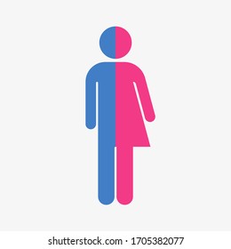 Transgender Symbol Isolated On White Background. Transsexual Icon. Half Male And Female Icon.