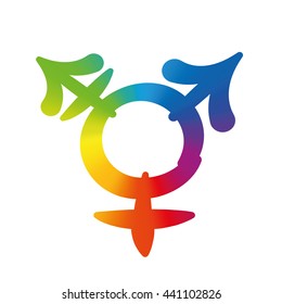 Transgender Symbol - Rainbow Gradient Colored Logo, Pleasant Rounded Typeface - Isolated Vector Illustration On White Background.