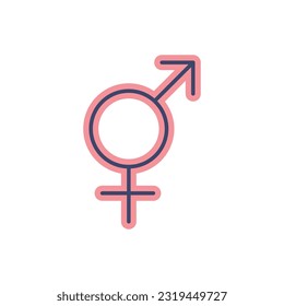 Icono de línea vector relacionada con símbolo transgénero. Aislado sobre fondo blanco. Ilustración vectorial. Trazo editable