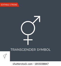 Símbolo transgénero Icono de vector de línea delgada. Icono plano aislado en el fondo negro. Archivo EPS de trazo editable. Ilustración vectorial.