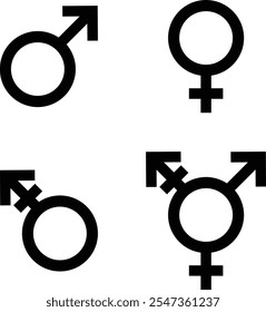 transgênero Símbolo conjunto de vetores homem mulheres sinal