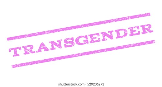 Transgender watermark stamp. Text caption between parallel lines with grunge design style. Rubber seal stamp with dirty texture. Vector violet color ink imprint on a white background.