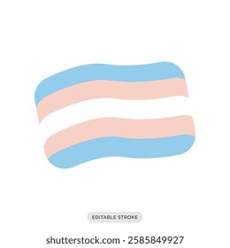 Transgender waving flag icon. Pride rainbow flags sticker. LGBT symbol sign.