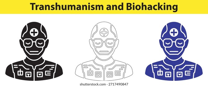 Transhumanismus und Biohacking-Konzept mit futuristischen Figuren